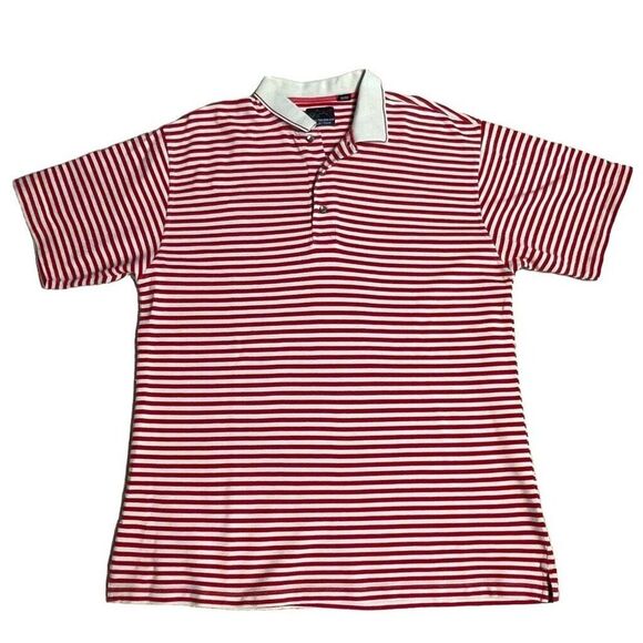 VTG Greg Norman Collection Polo Shirt Red & Ivory Stripes Men’s Size Large - Picture 3 of 12